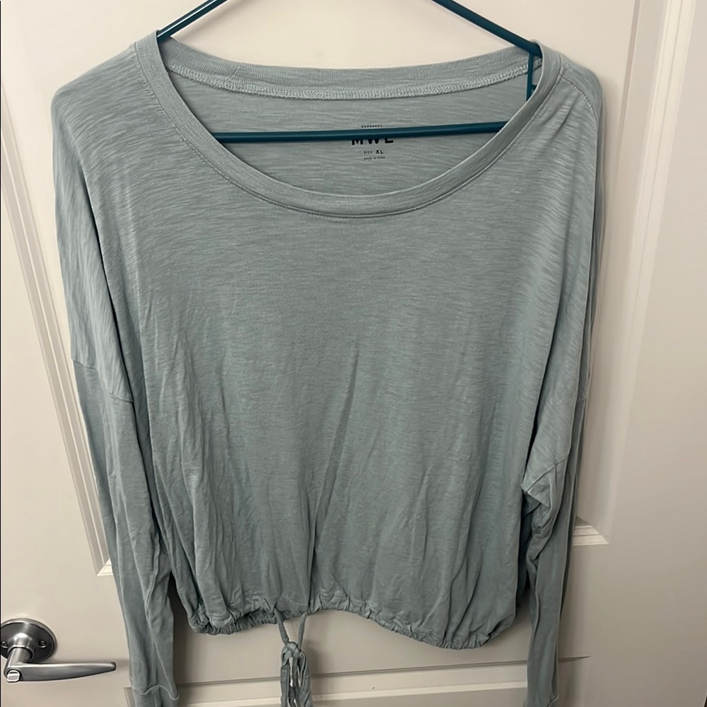 Madewell Green Tie Front Blouse Relaxed Fit